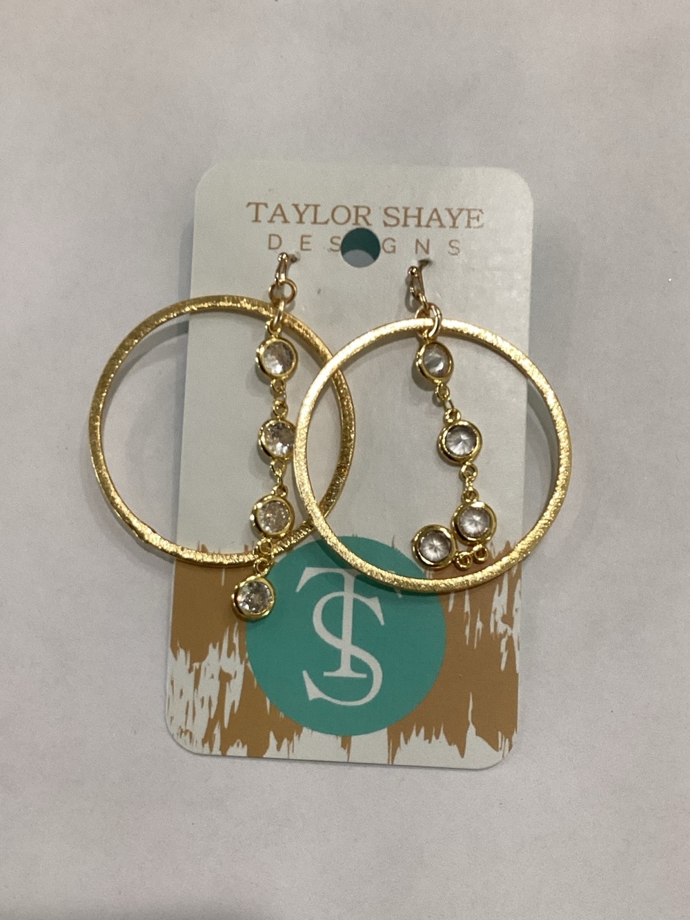 Taylor Shaye Gold Hoop Earrings with Crystal‎ Drops